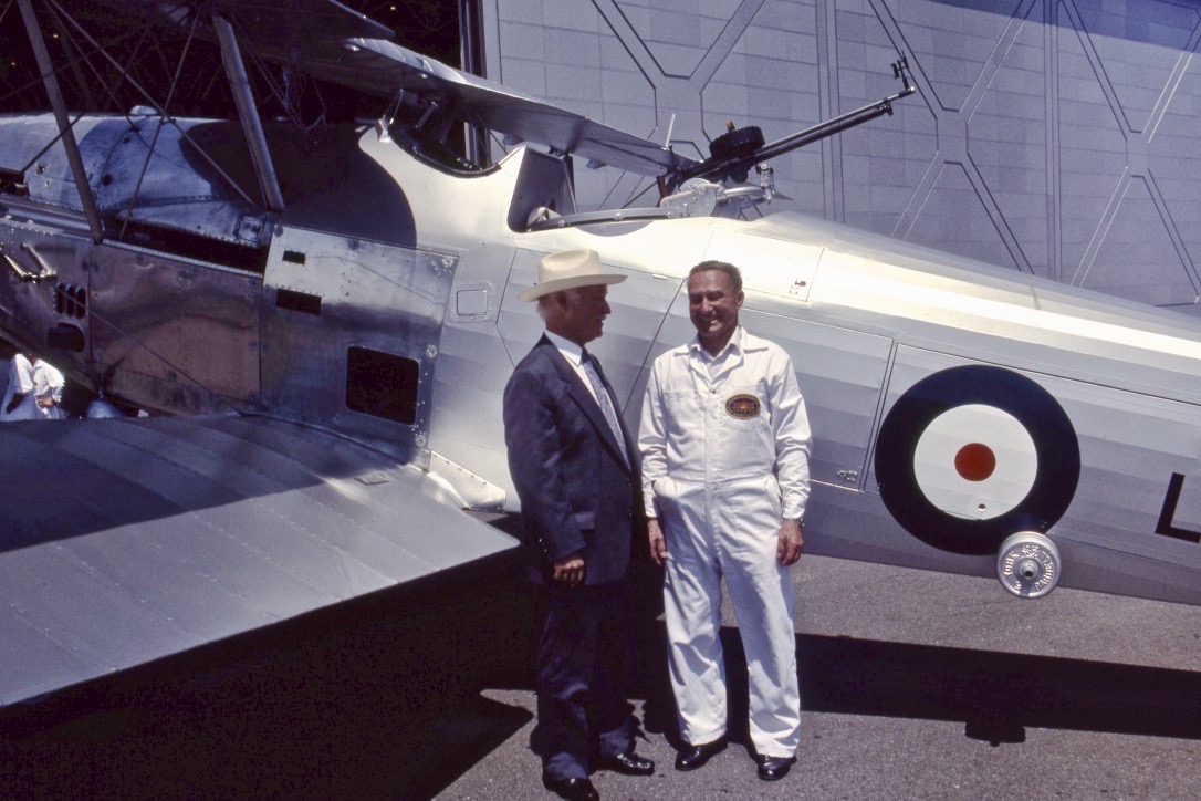 Robert Bradfrod and CASM chief pilot George Neal with the Museum's Hawker Hind.